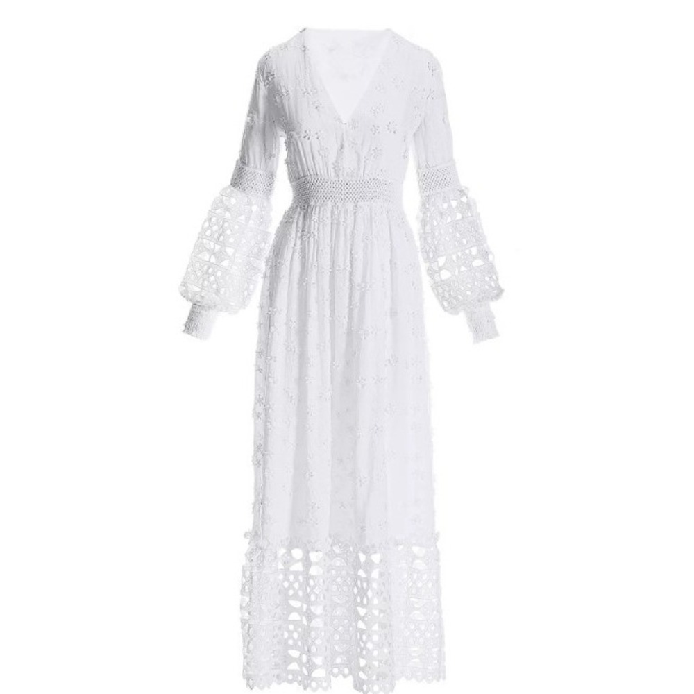 Boston Proper‎ Mixed Media White Lace Dress - Size Medium